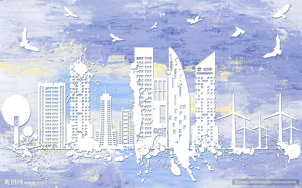 抽象城市建筑背景墙