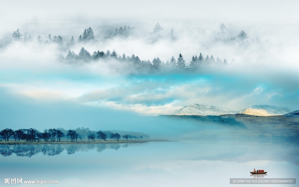 背景墙别墅新山水画 TIf分层