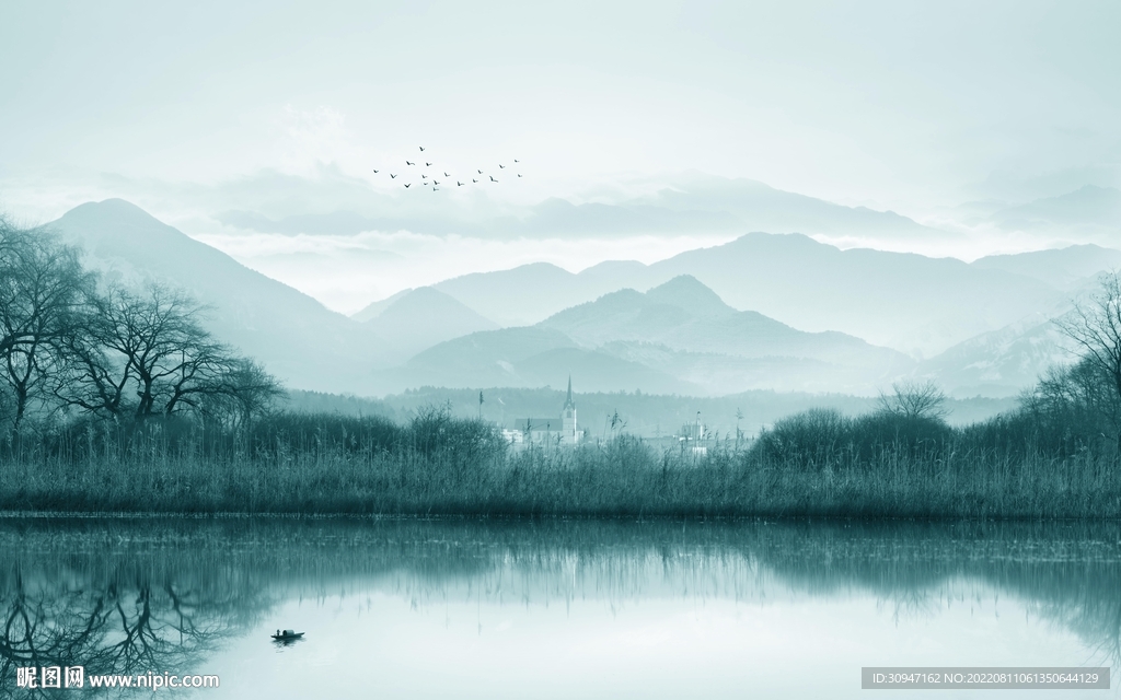 蓝色别墅新山水画 TIf分层