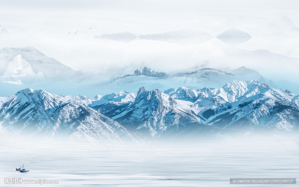 客厅中式山水墙画 TIf分层