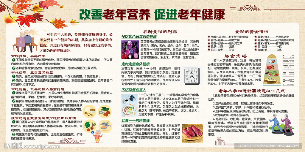 老年人健康宣传栏中式老年人营养