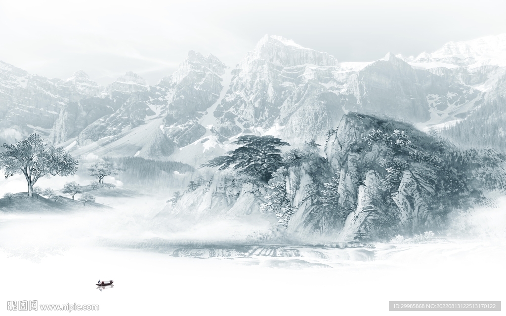 别墅意境客厅山水 TIF分层