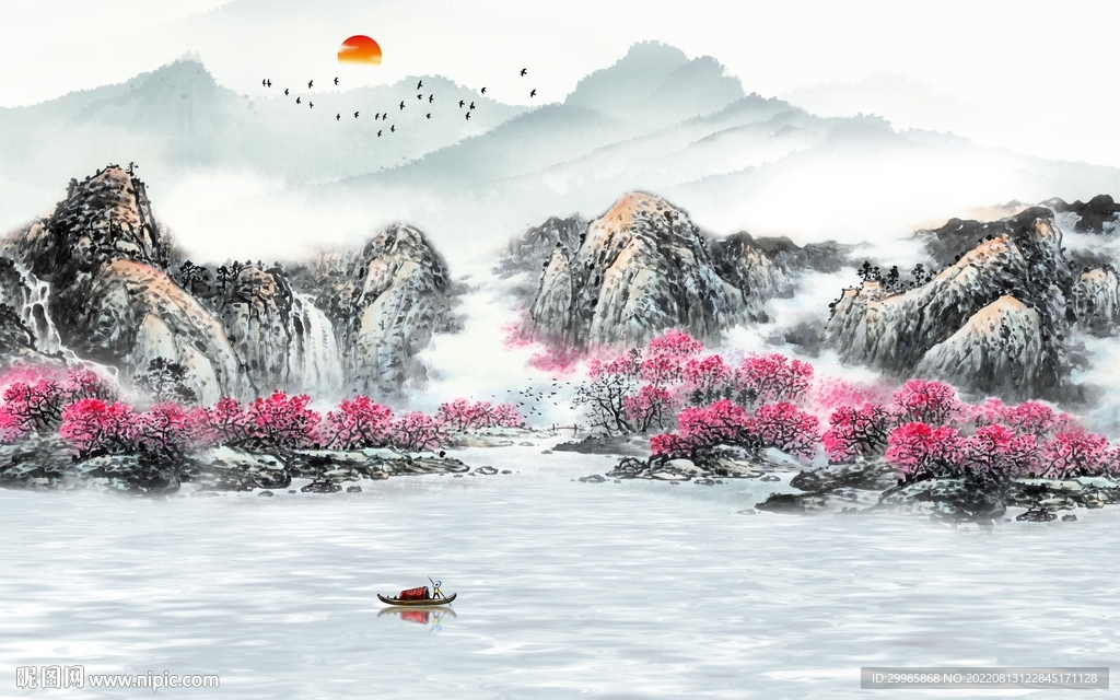 中式意境客厅山水 TIF分层