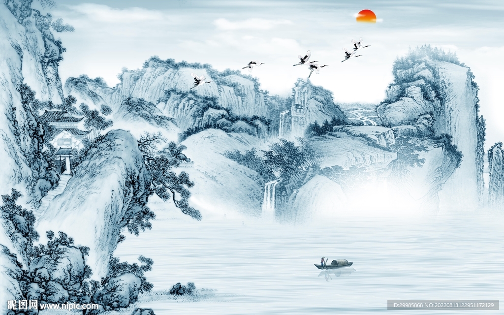 高清 意境客厅山水 TIF分层