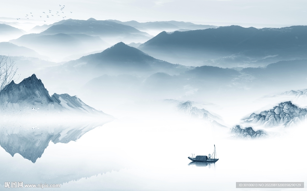 客厅新意境山水画 Tif分层