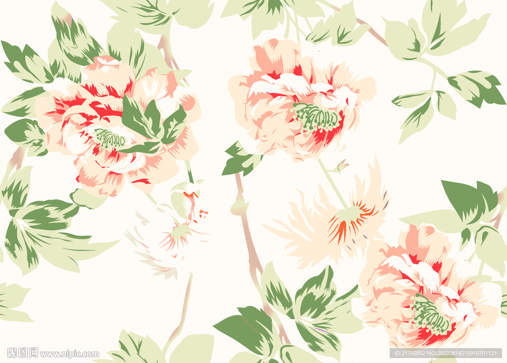 手绘花 数码印花图片