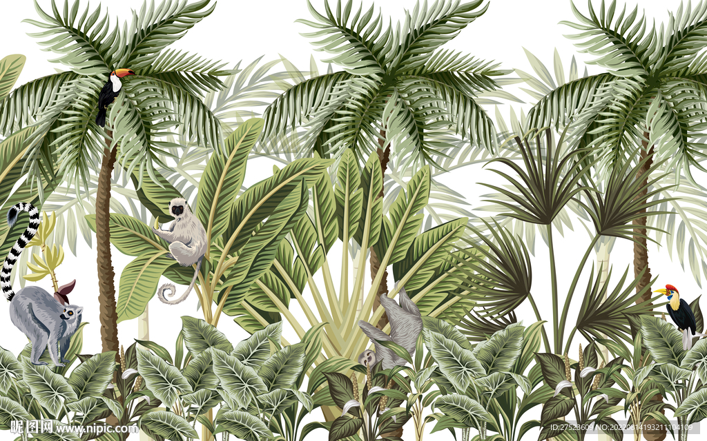 北欧风情雨林背景墙