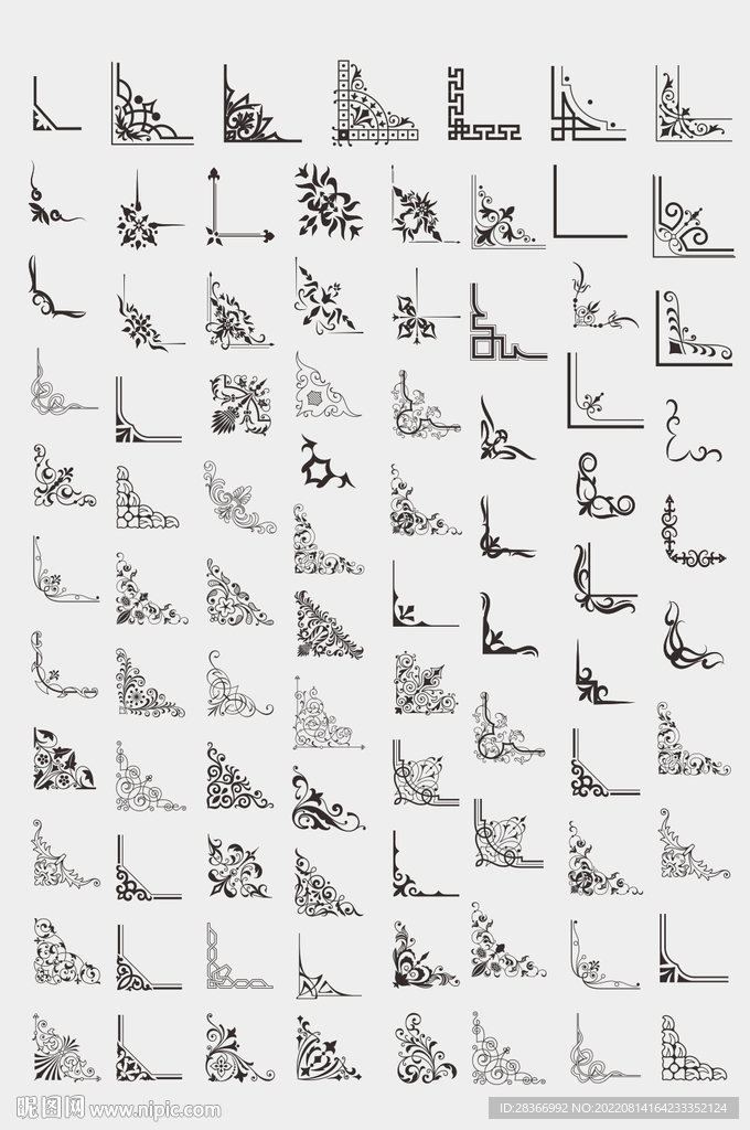 CDR矢量中式欧式对角花装饰花