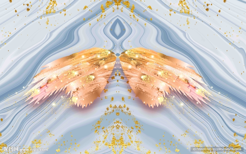 翅膀网红直播打卡工装背景墙