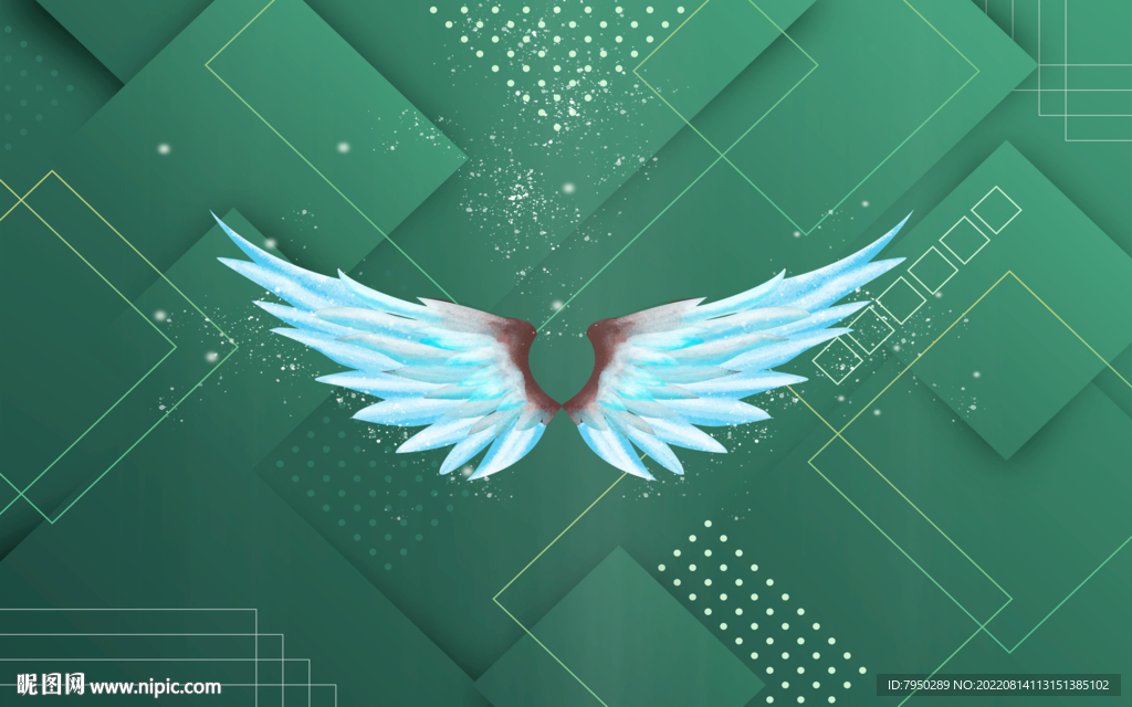 翅膀网红直播打卡工装背景墙 