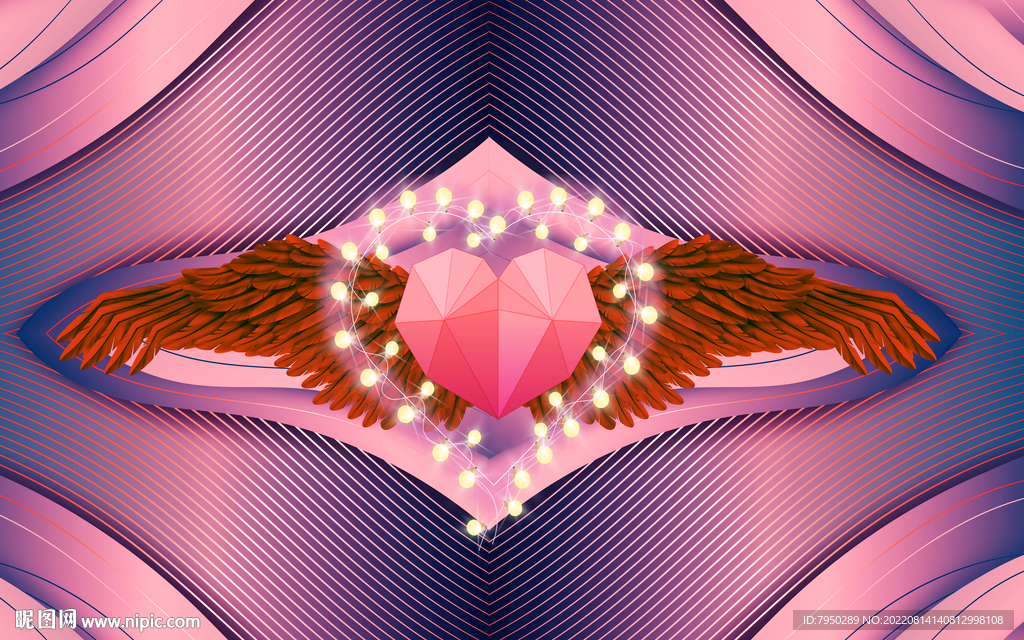 翅膀网红直播打卡工装背景墙 