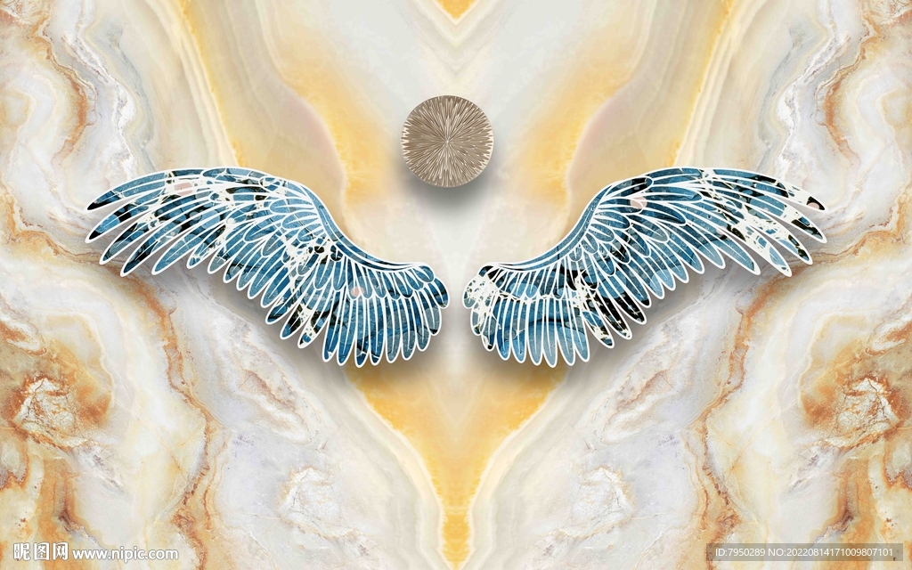 大理石翅膀立体简约背景墙