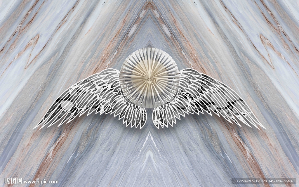 大理石翅膀立体简约背景墙