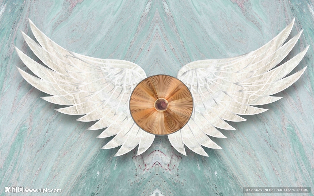 大理石翅膀立体简约背景墙