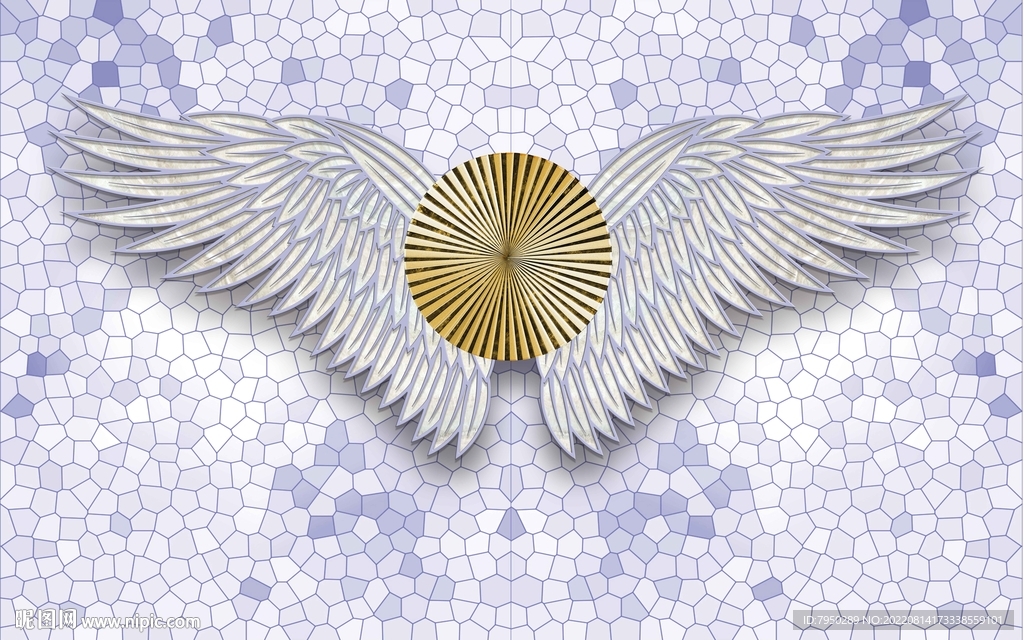 大理石翅膀立体简约背景墙