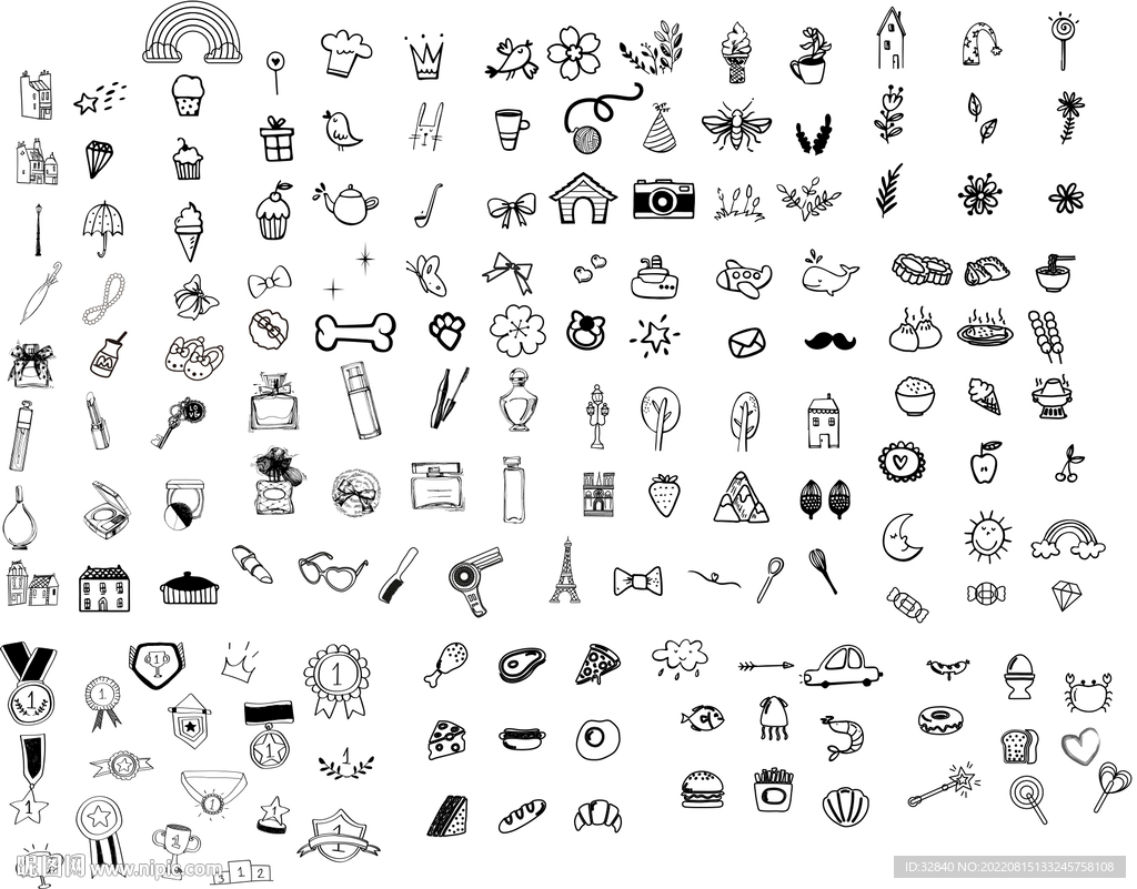 简单可爱的手帐素材可改颜色矢量