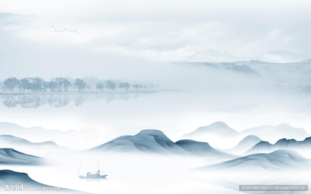 爆款意境山水墙画 Tif分层