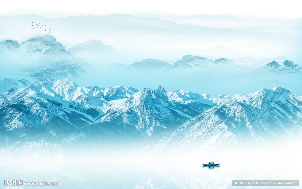 高端意境山水墙画 Tif分层