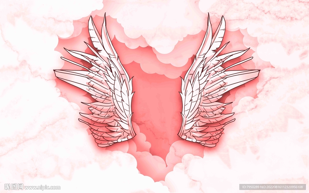 心形翅膀大理石几何背景墙