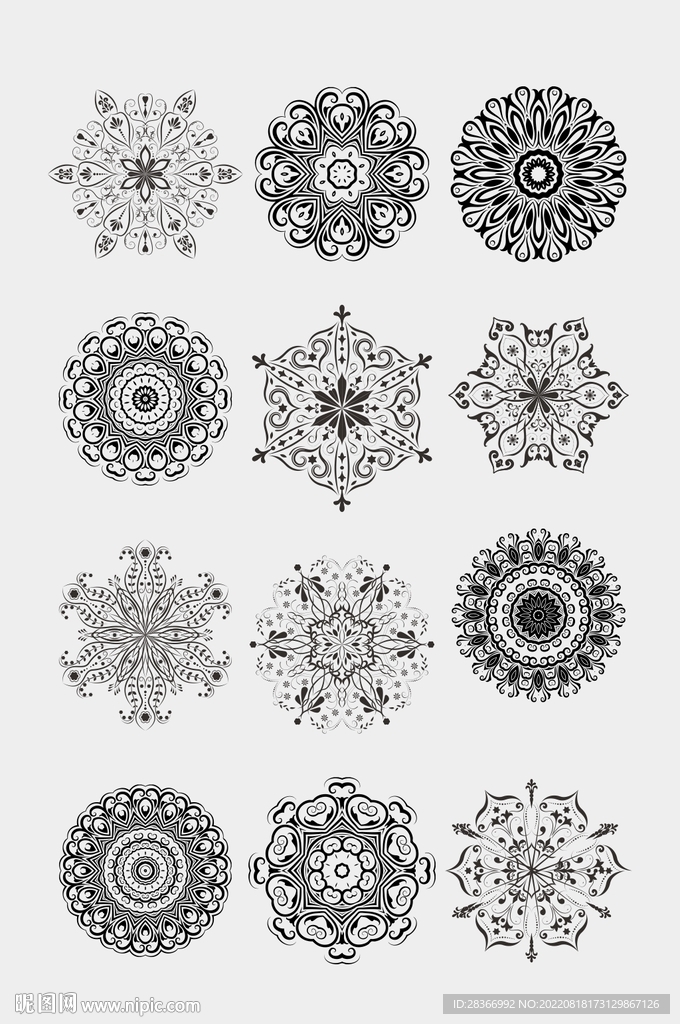 CDR矢量圆形装饰花纹