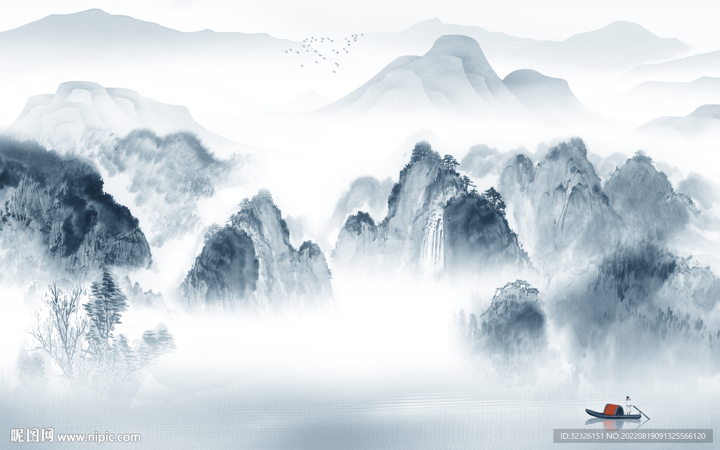 新中式简约高清山水 Tif分层