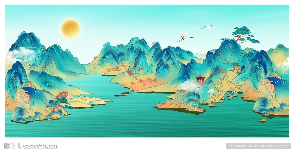 国风山水插画 江山图