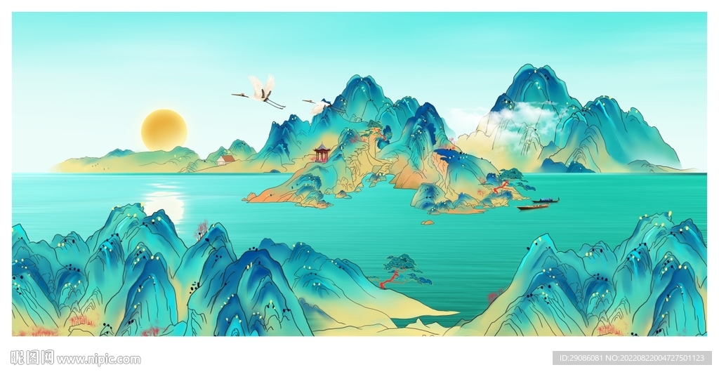 国风山水插画 江山图