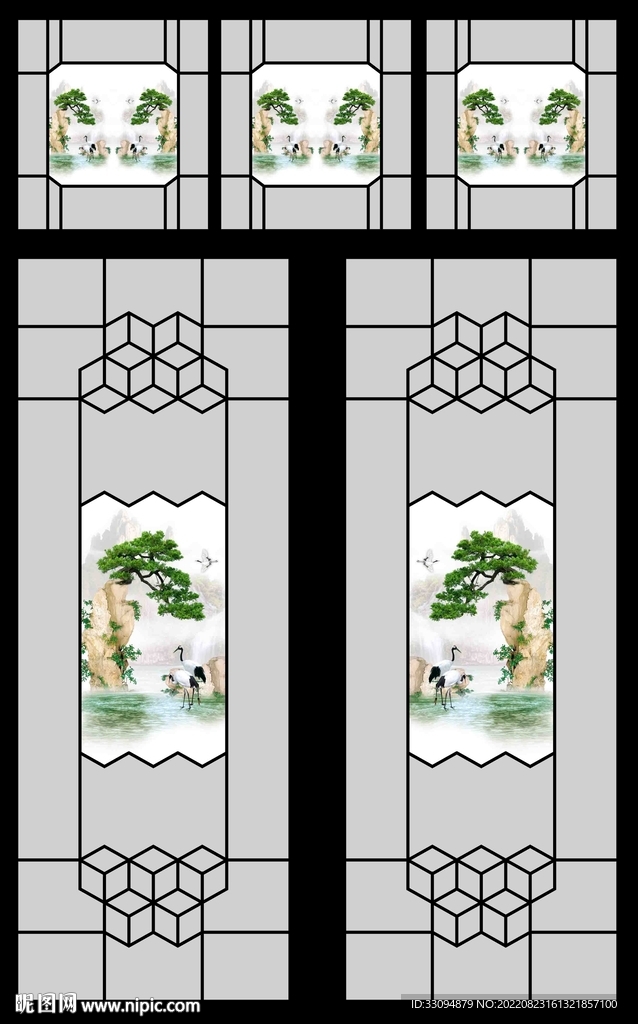 高清分层透明底推拉门一套