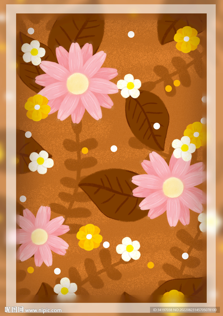 秋天背景落叶花朵金秋立秋壁纸橘