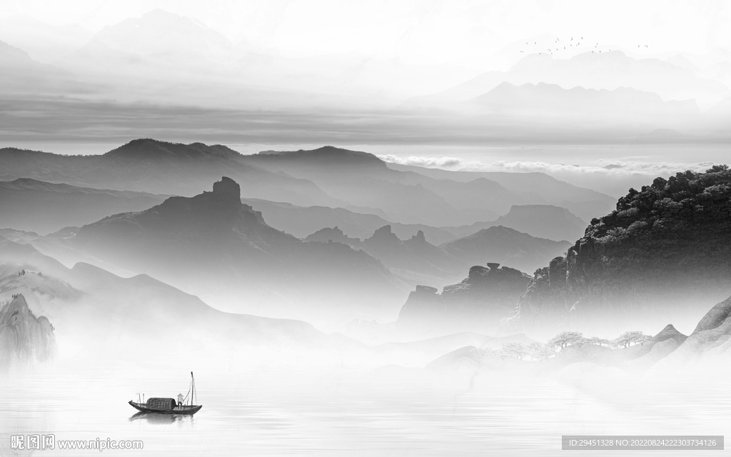 客厅山水装饰画 Tif分层