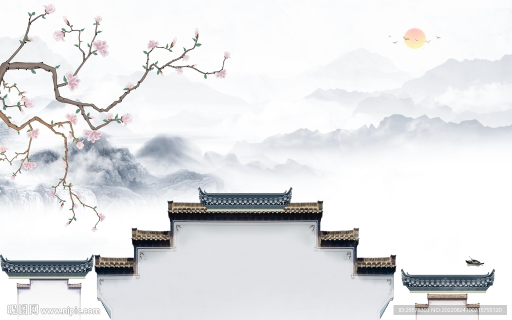 新款新中式画山水 TIf分层