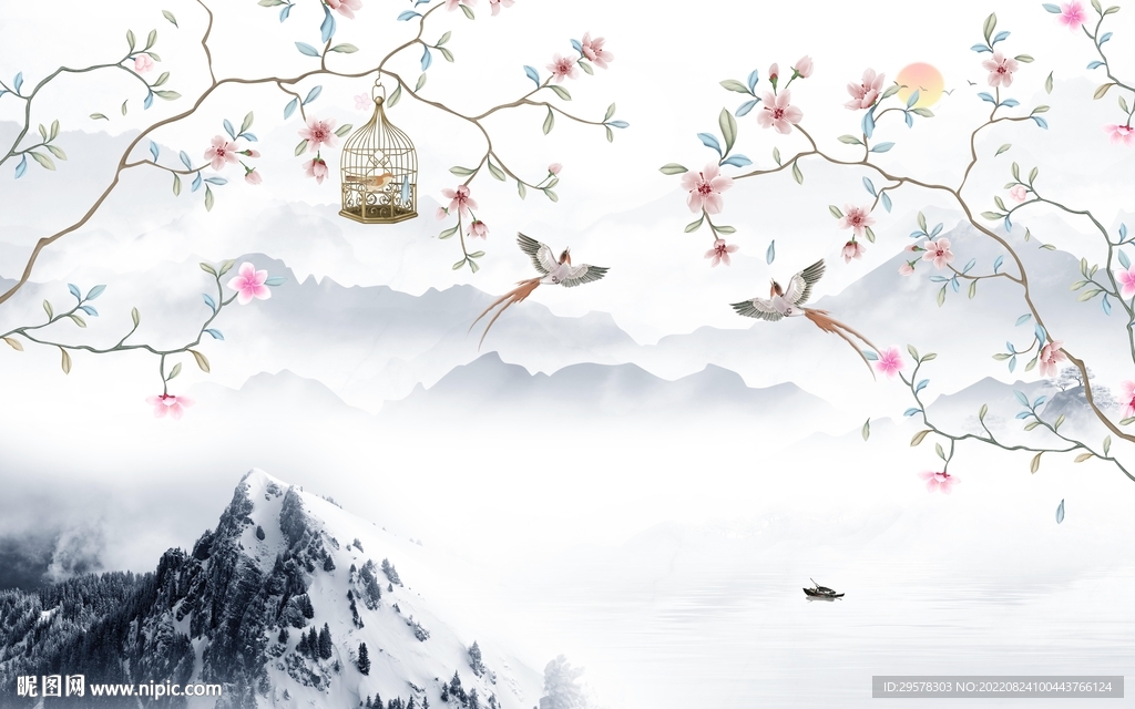 高端新中式画山水 TIf分层