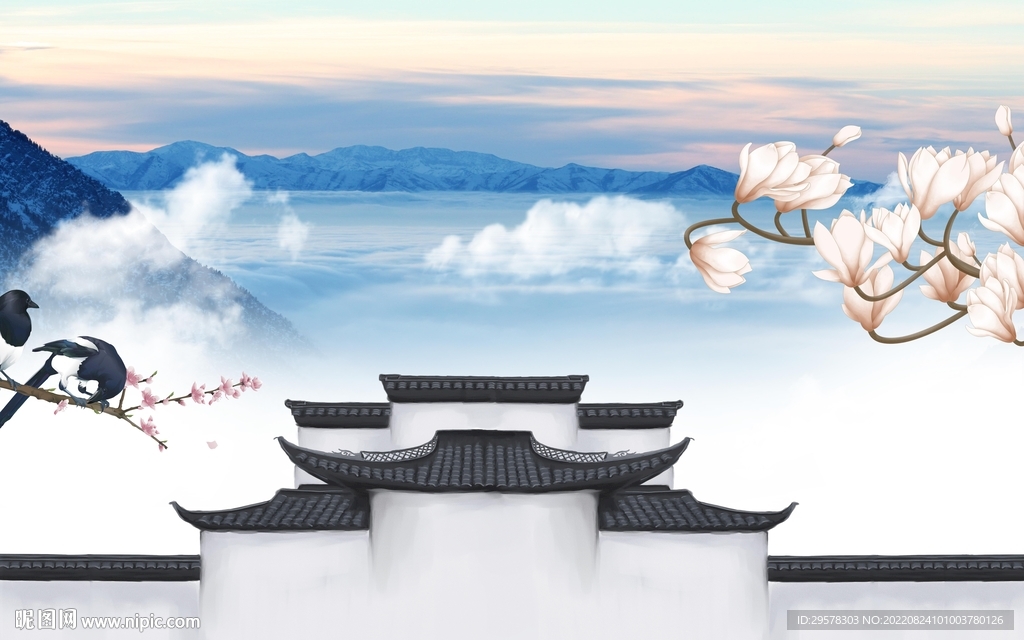 大气新中式画山水 TIf分层