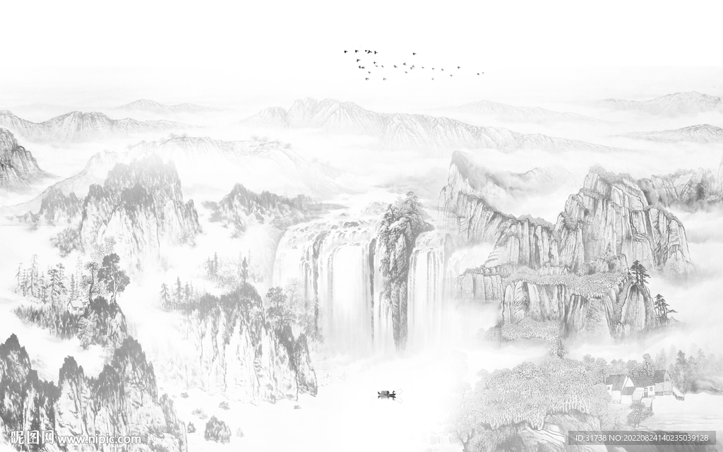 现代 别墅新山水画 TIf分层