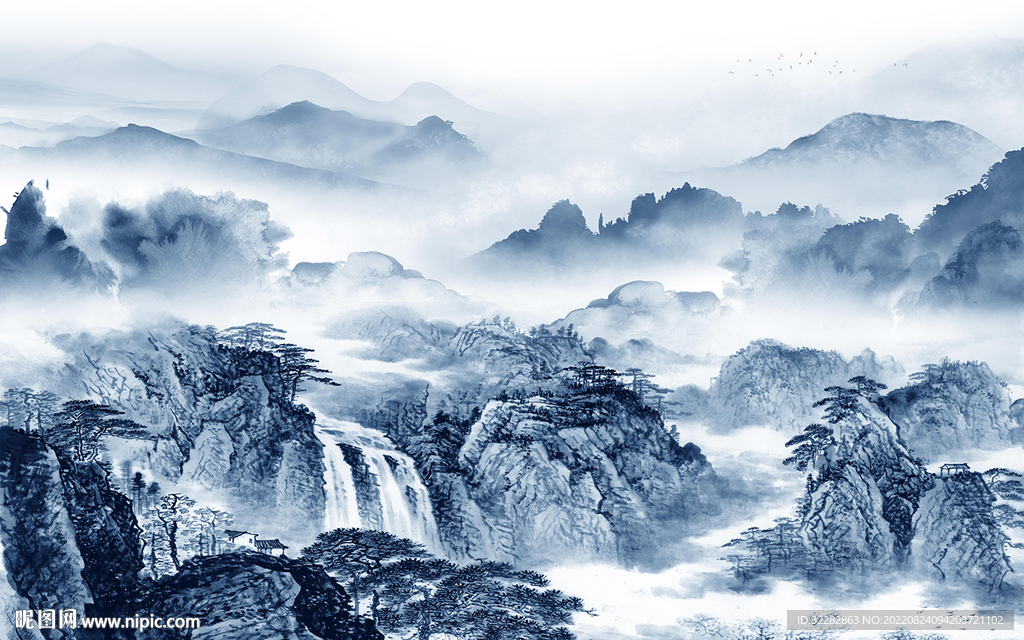 客厅 高档中式山水 TIf分层