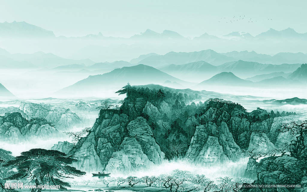 新款高档中式山水 TIf分层