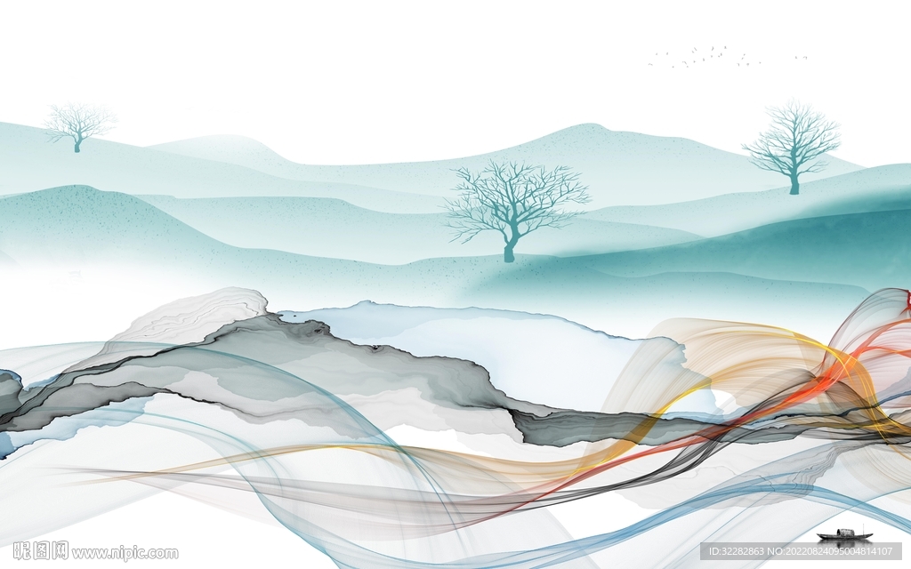 中国风高档中式山水 TIf分层