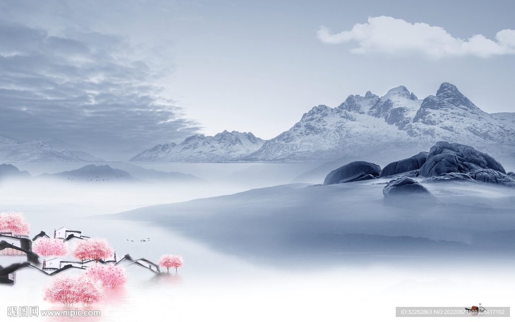 意境高档中式山水 TIf分层