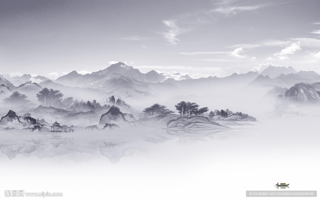 现代 高档中式山水 TIf分层