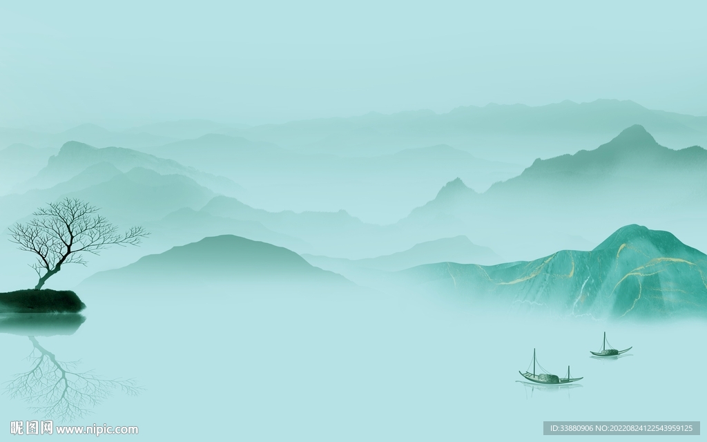 最新中式客厅山水 Tif分层