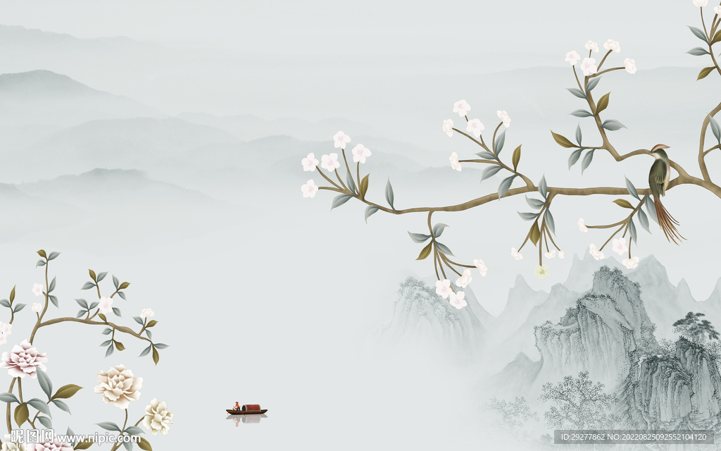 爆款中国风山水画 Tif分层