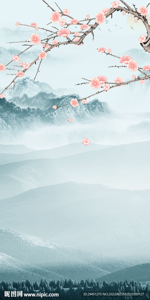 水墨意境现代玄关 Tif分层