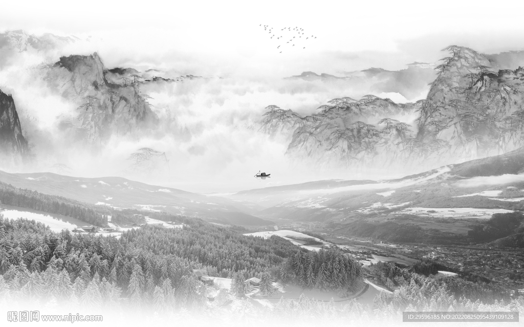 最新中式新山水图 TIF分层