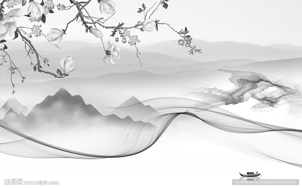 高档 中式新山水图 TIF分层