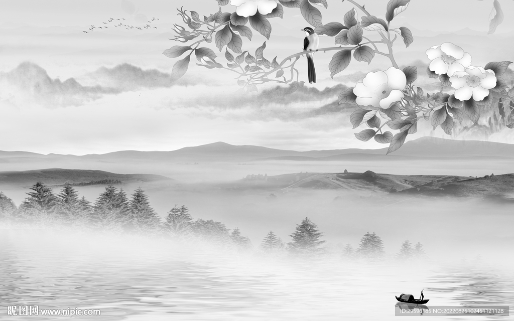 爆款灰色新山水图 TIF分层