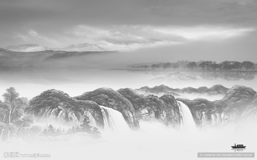 人气灰色新山水图 TIF分层