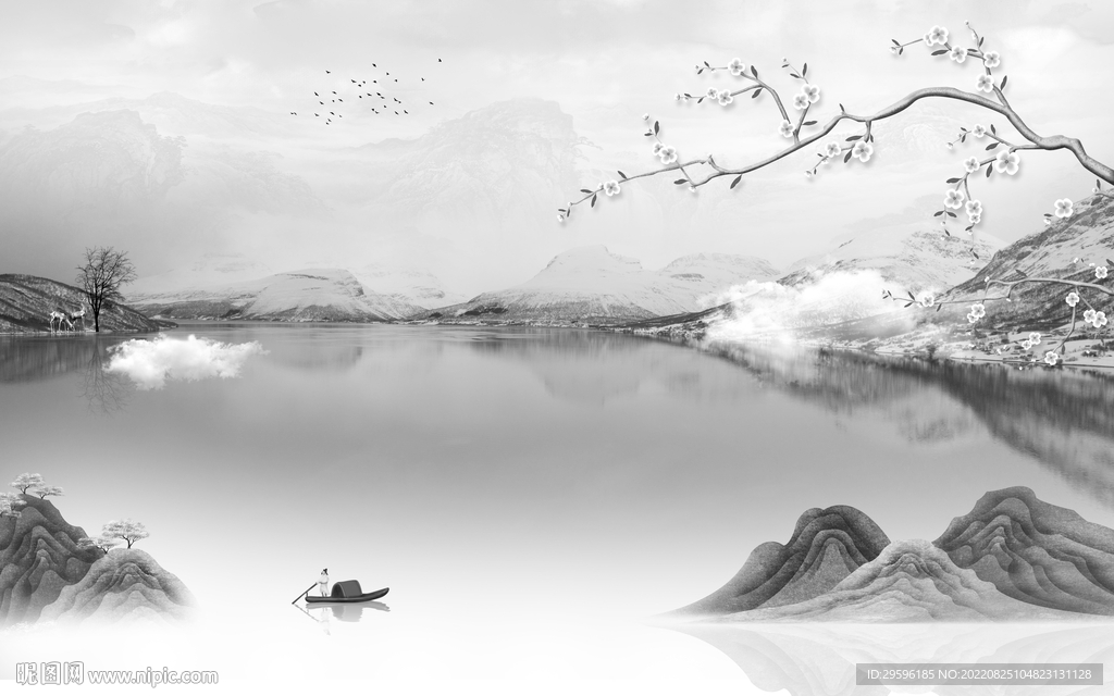 简约灰色新山水图 TIF分层