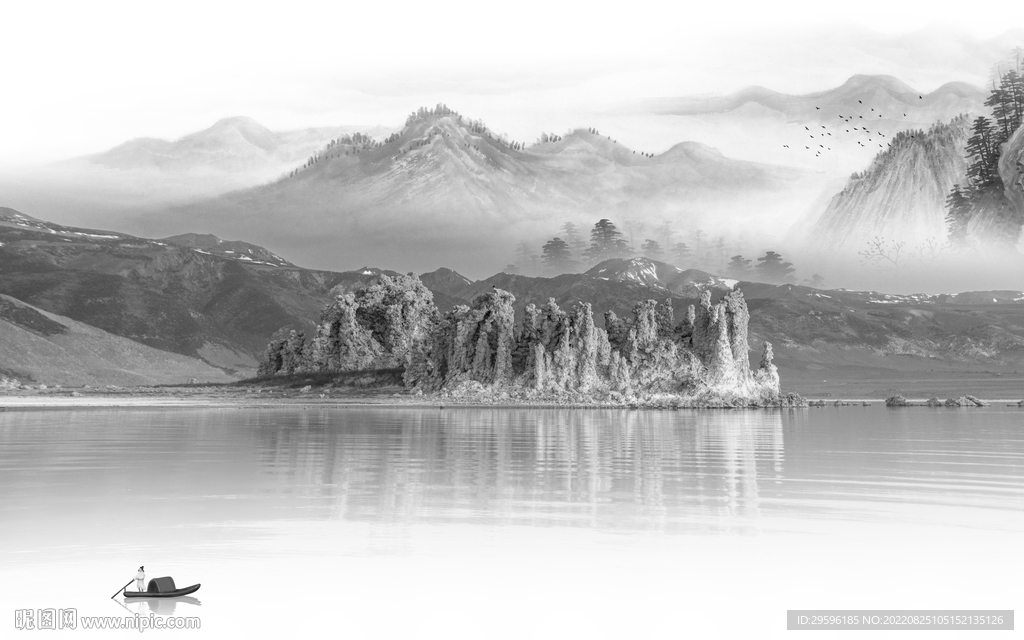 现代灰色新山水图 TIF分层