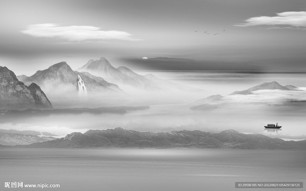 高端灰色新山水图 TIF分层