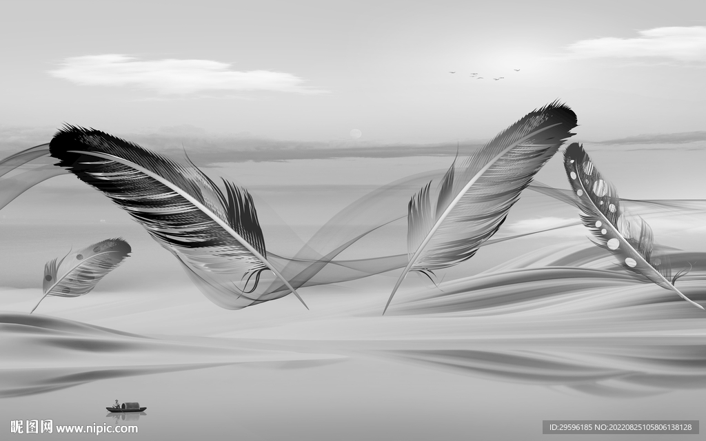 最新灰色新山水图 TIF分层